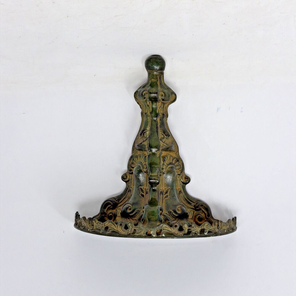Brass Wall Sconce Shelf Faux Plant Holder Ornate Scroll Green Patina Boho Decor